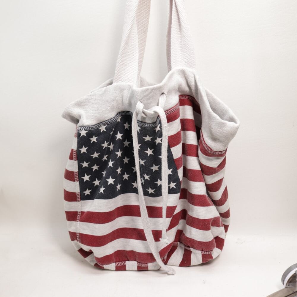 MV Sport Tote Bag Large Cotton Blend Drawstring Sweatpants USA American Flag